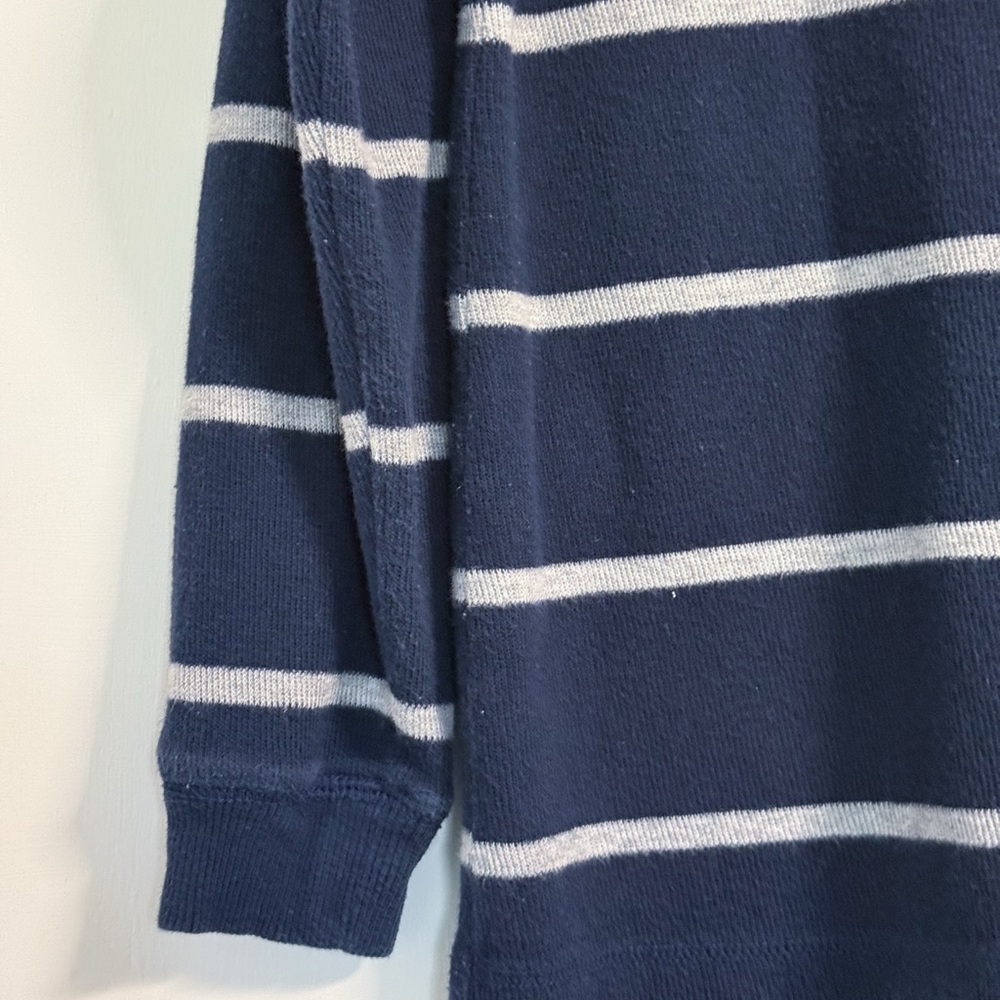 Old Navy Boys Striped Henley Shirt L 10-12 Navy Gray Cotton School Top - Picture 5 of 16